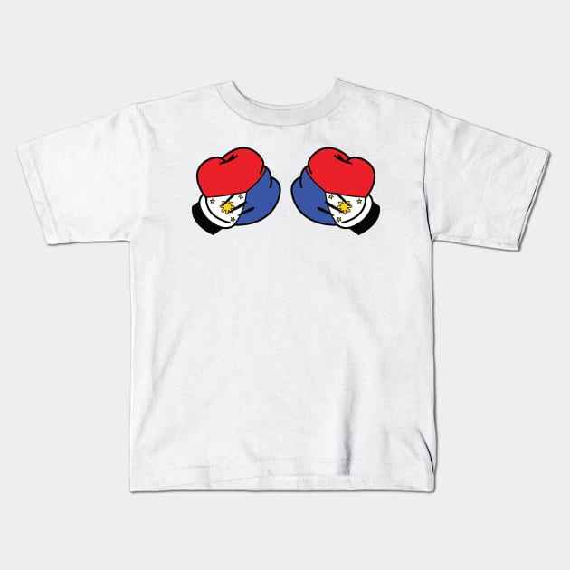 Mickey Filipino Flag Boxing Gloves by AiReal Apparel Kids T-Shirt by airealapparel